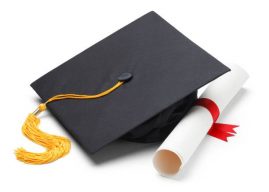 Graduation cap with diploma